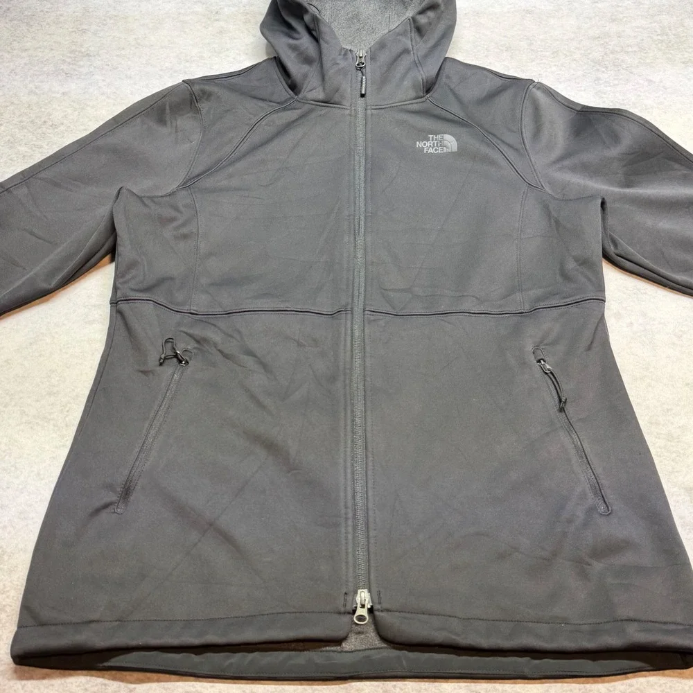 The North Face WindWall Softshell Full Zip Womens Large Black Hooded Jacket